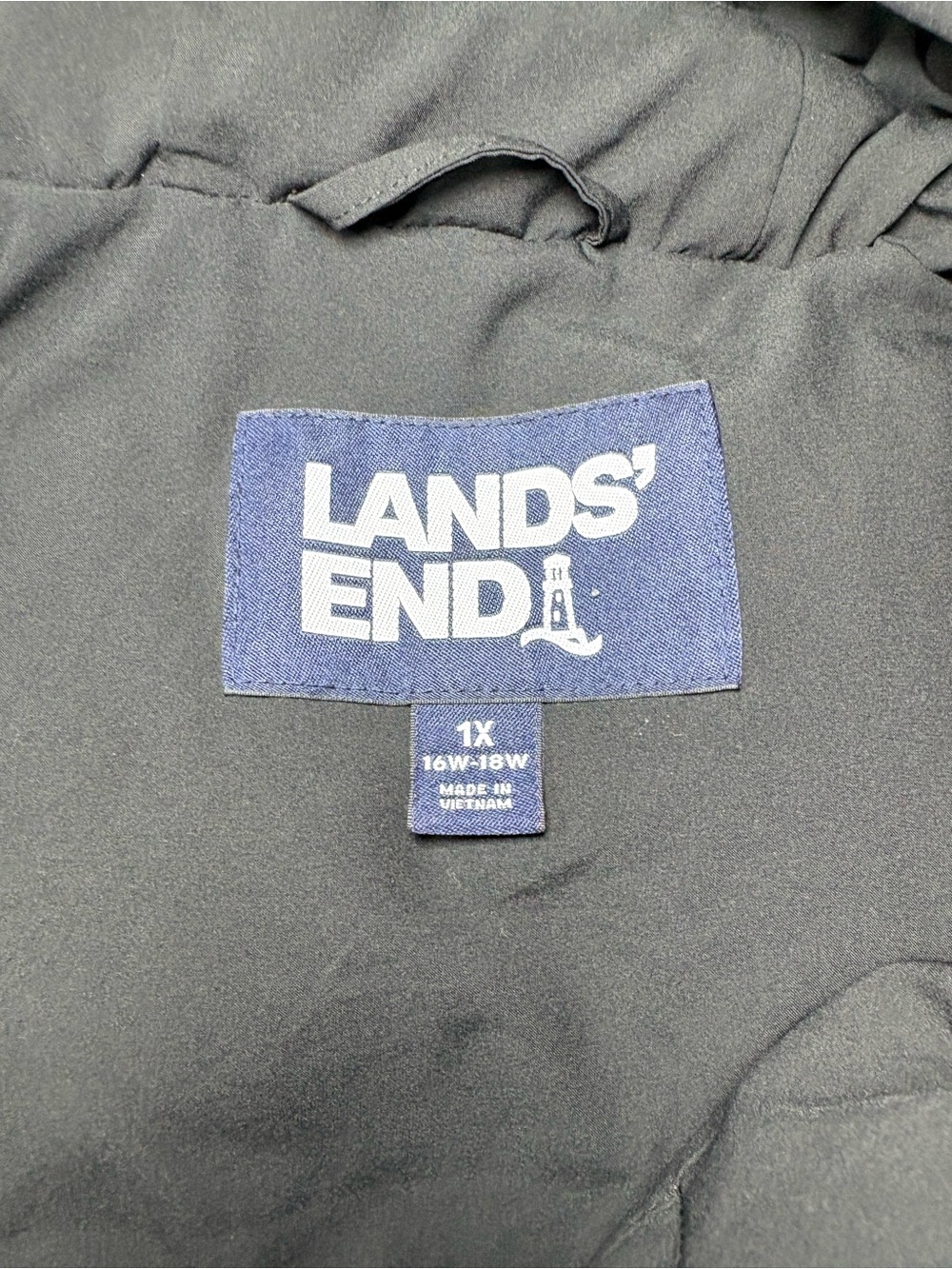 Lands' End Black Long Quilted Puffer Vest - Picture 5 of 8